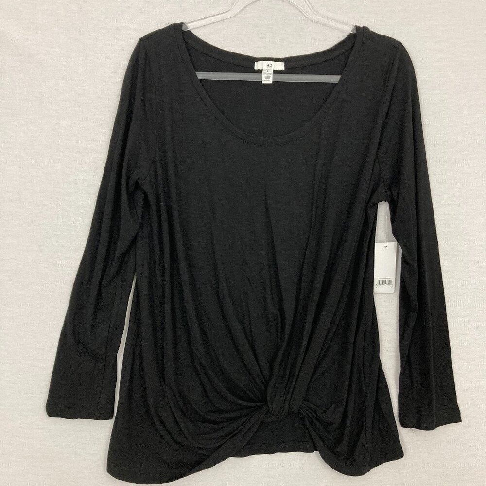 New BP. Nordstrom Black Ultra Soft Stretch Twist Front Top Large Minimalist